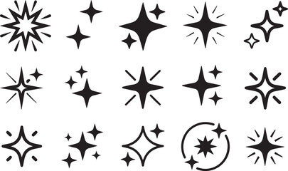 Twinkle Sparkle Star Shape Burst Outline Illustration