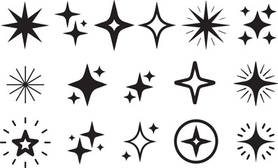 Simple Sparkle Star Burst Shape Outline Illustration
