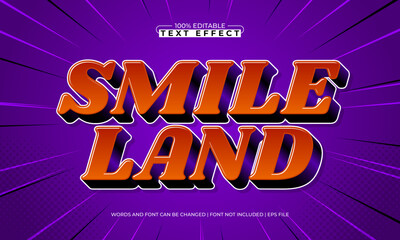 smile land editable cartoon text effect for kids play poster