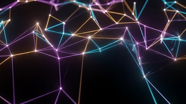 Abstract digital network connection with glowing lines and dots on a dark background
