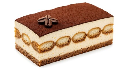 Tiramisu cake with coffee bean decoration