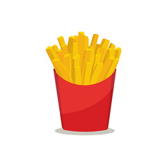 Vector illustration of french fries in a red box