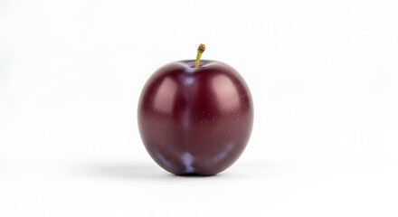 A single dark purple plum isolated on white background