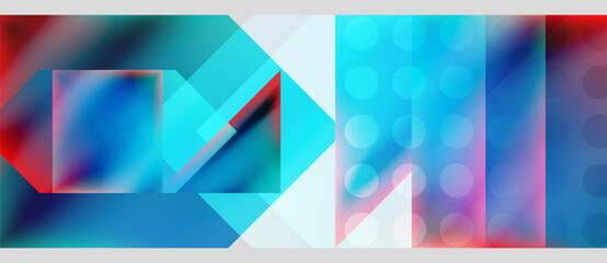 Fototapeta premium Abstract geometric composition. Vibrant blues, pinks create dynamic visual effect. Overlapping shapes suggest depth, movement. Modern design.