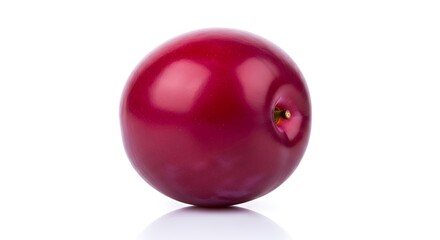 Single red cranberry isolated on white background