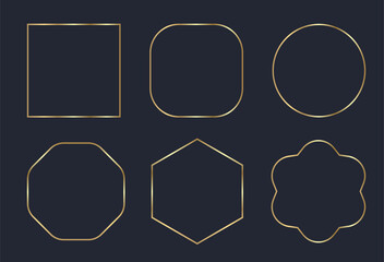 Golden geometric frame set on blue dark background
