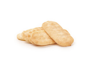 Japanese Senbei Rice Crackers Crispy Traditional Snack Food Isolated on White Background