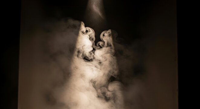 Mysterious Vapor Cloud with Smoke and Light in Dark Scene - Powered by Adobe
