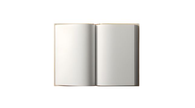 Open book illustration on transparent background top view template