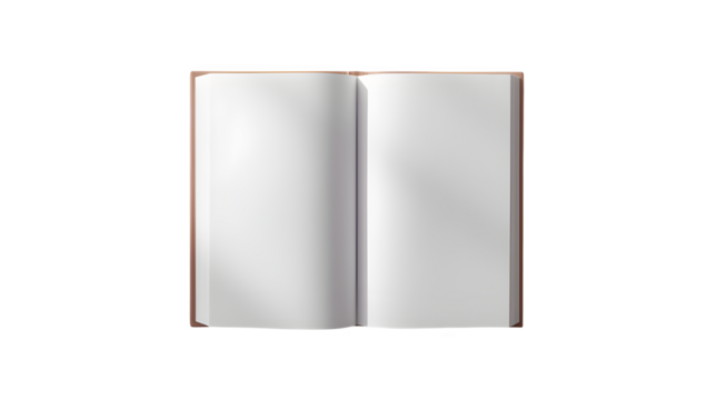 Open book illustration on transparent background top view mockup