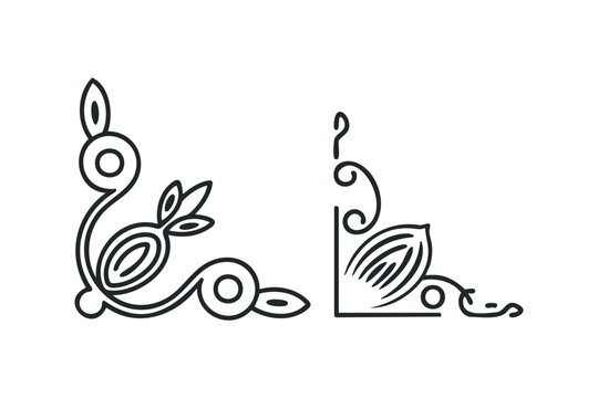 Ornate scroll corner accents with leaf and circle motifs