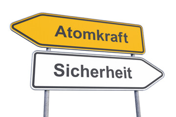 Wegweiser - Atomkraft - Sicherheit - Freisteller - Freigestellt
