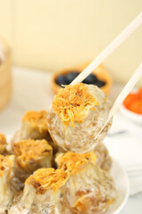 Handmade Siu Mai Dumplings with Salted Egg Yolk Chinese Dim Sum Food