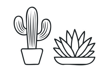Outline of potted cactus and succulent plant