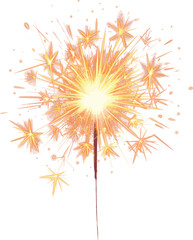 Obraz premium Bengal fire set drawing Birthday clip art festive greeting cards hands holding sparkler. Small firework on stick Happy New Year party invitation firework illustration Magic wand accessory colorful art