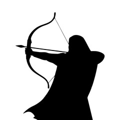silhouette of a woman with a veil doing archery
