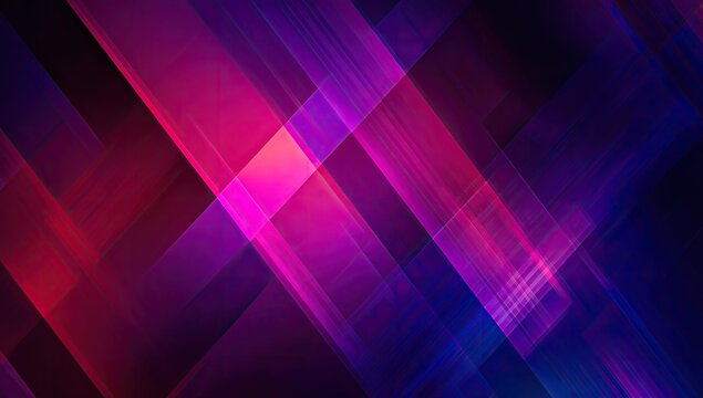 Geometric abstraction of vibrant intersecting diagonal lines in red, pink, purple, and blue hues - Powered by Adobe