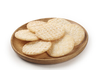 Crispy Rice Cakes on Wooden Plate - Healthy Snack Food Photography