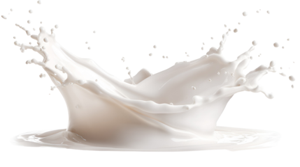 Dynamic splash of white milk creating a crown shape against a black background