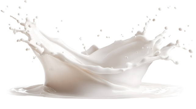 Dynamic splash of white milk creating a crown shape against a black background