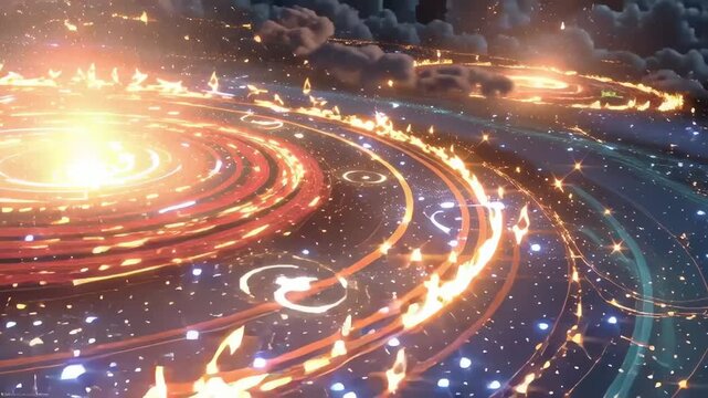 Galaxies are born in a burst of radiant cosmic energy, shaping the vast universe in motion