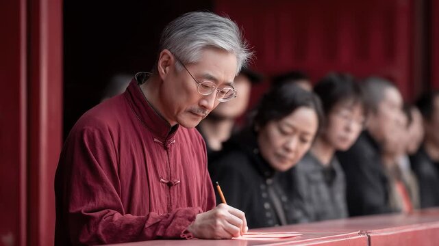 Close-up of Characters in Tang Dynasty Imperial Examination Scene