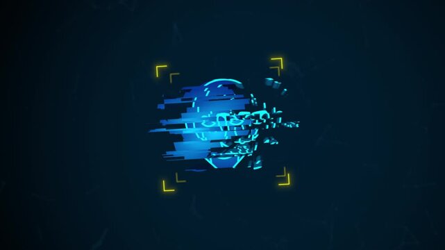 AI facial recognition scan technology with digital security interface and biometric authentication system