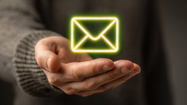 Digital Envelope Icon Hovering Above an Open Hand
