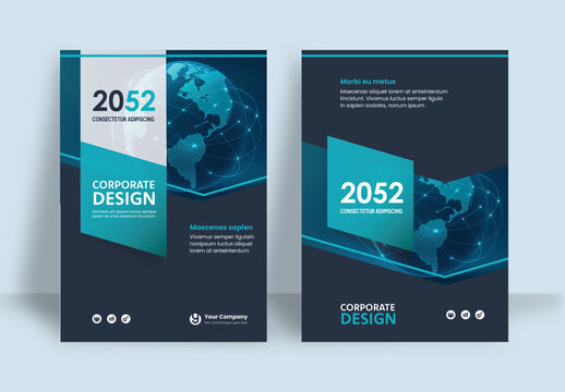 Business Report Cover Template &ndash; Green and Black Geometric Layout (A4)	
