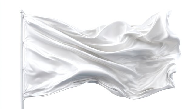 A highly flag isolated on white softly curved as though caught in a breeze folds natural and clean