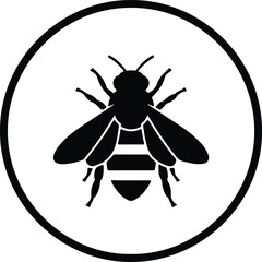 Illustration honey bee in circle minimal style silhouette vector
