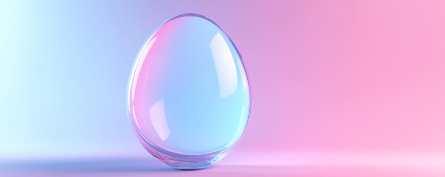 clean glass egg blue pink background concept of fertility,  IVF metaphor