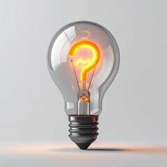 Illuminated Question Mark Inside a Light Bulb: Concept for Ideas and Solutions