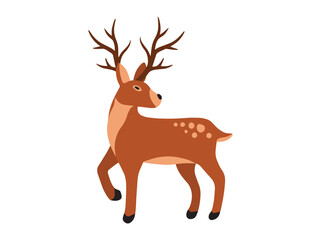 Cute Deer Cartoon Christmas Illustration
