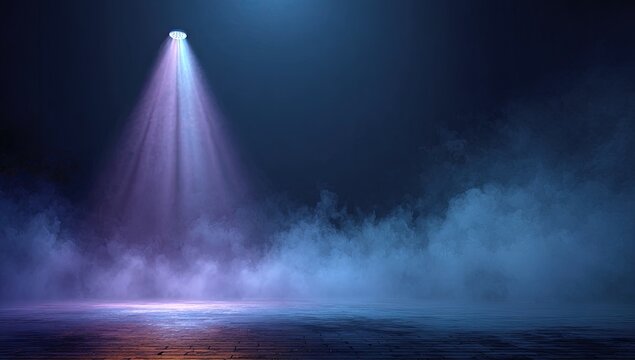 Empty stage lit by a spotlight