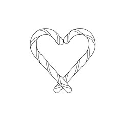 Candy cane twisted into a heart shape