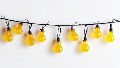 Yellow string lights against white background