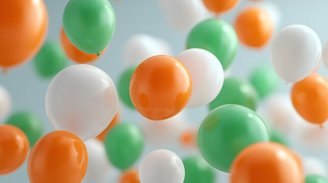 Indian Tricolour Balloons Floating on Soft Background for Republic Day and Independence Day