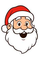Smiling Santa Claus Icon – Cartoon Holiday Design Isolated on White Background.