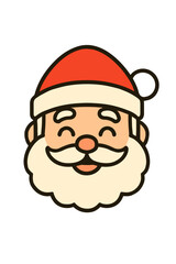 Merry Christmas Santa Head – Cartoon Vector Icon on White Background.