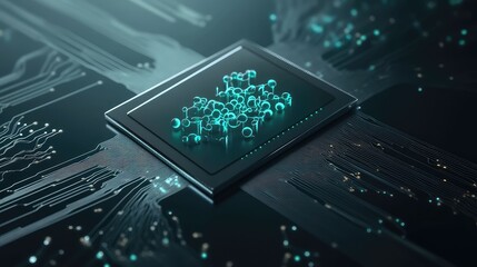 synthetic olfactory sensor (e-nose), a microchip with an array of chemical receptors that glow with different colors as they detect different scent molecules, abstract science.