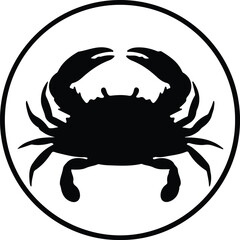 Illustration of crab in circle marine animal silhouette vector