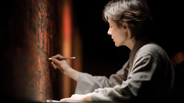 Tang Dynasty painter focuses on creating exquisite murals