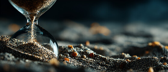 Hourglass with Sand Flowing Down Time Passing Concept