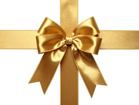  Metallic Gold Gift Ribbon with Elegant Looped Bow Wide Angle Transparent 