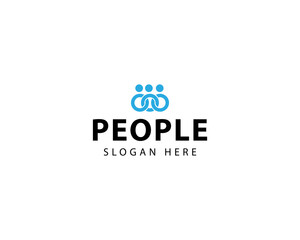 Vector people connect  logo design template. Line human resources label with people icons. Creative team illustration background. Together community concept idea
