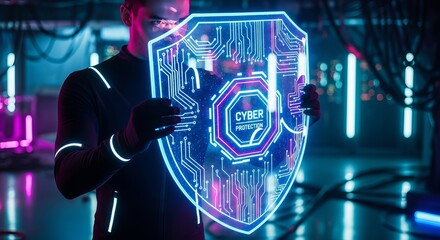 Cybersecurity protection shield data security network safety digital technology future innovation system access