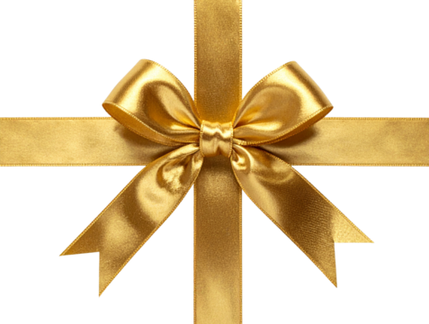  Metallic Gold Gift Ribbon with Elegant Looped Bow Wide Angle Transparent