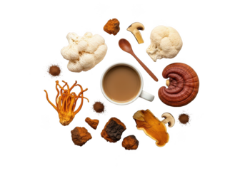 Functional mushroom coffee blend with cordyceps and reishi for wellness