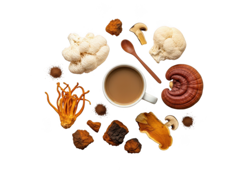 Functional mushroom coffee blend with cordyceps and reishi for wellness